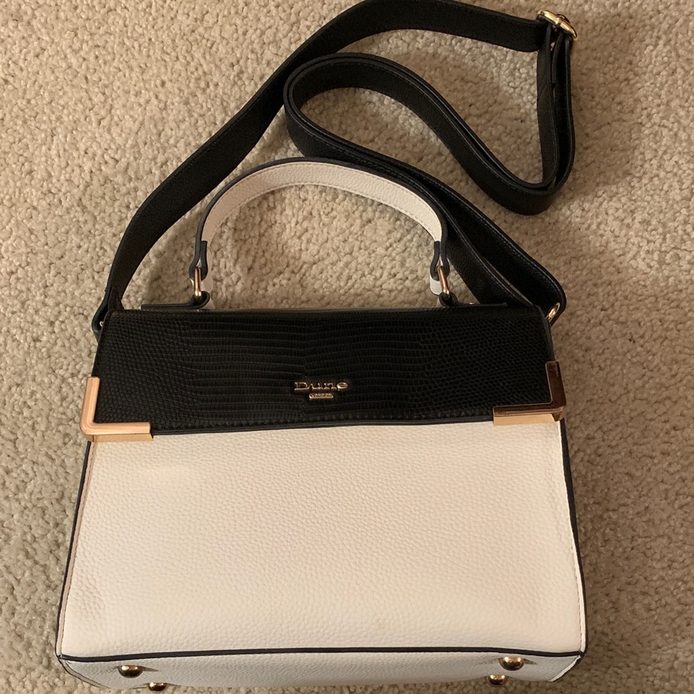 Dune London Black and White Top Handle Satchel/Shoulder Bag WithTextured Design